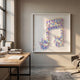 Holoira Music Note Iridescent Ripple Acrylic 3D Wall Art by Giant Sculptures displayed in a sunlit home office above a wooden desk with books and a lamp.