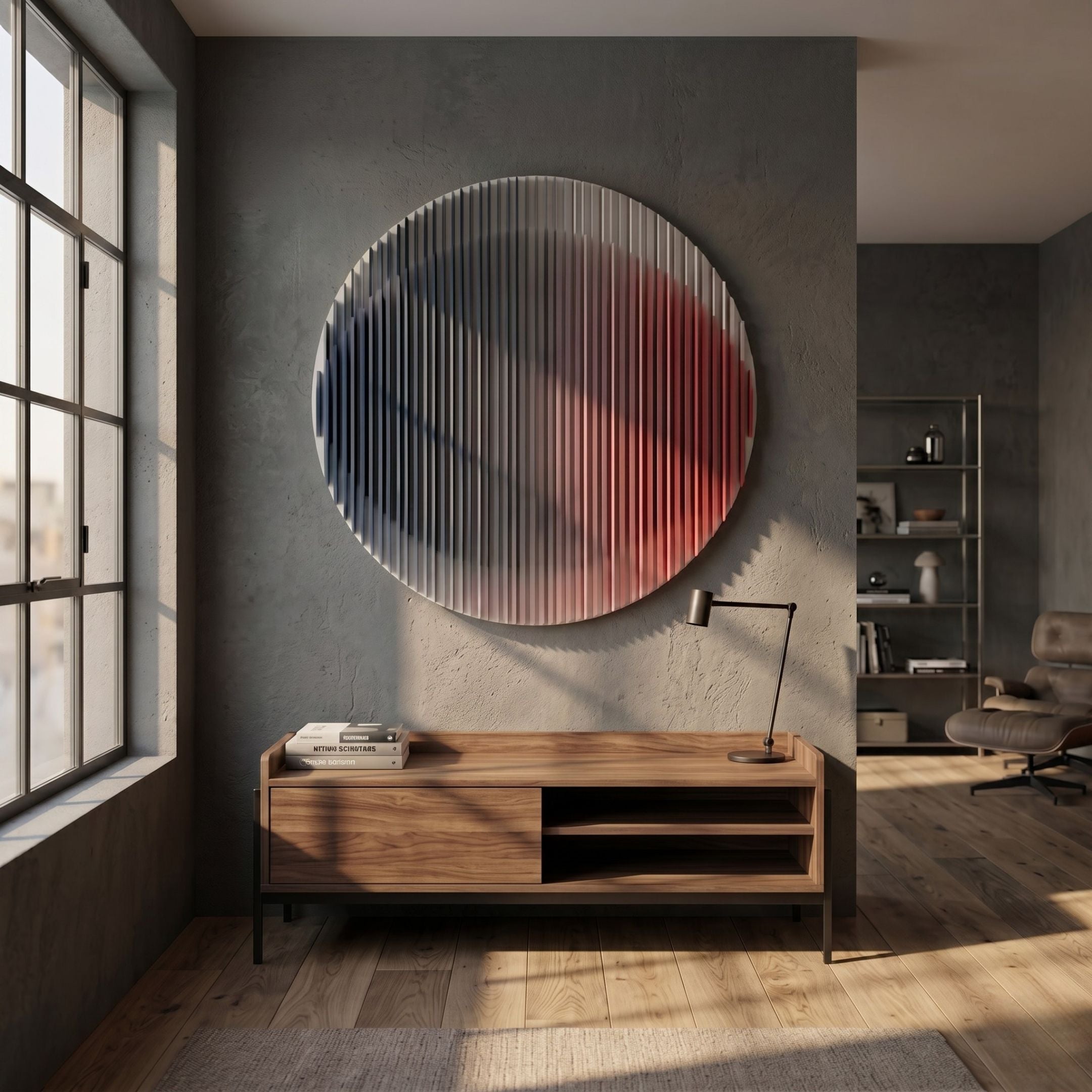 Sonorad Red & Blue Gradient Round Acrylic 3D Wall Art