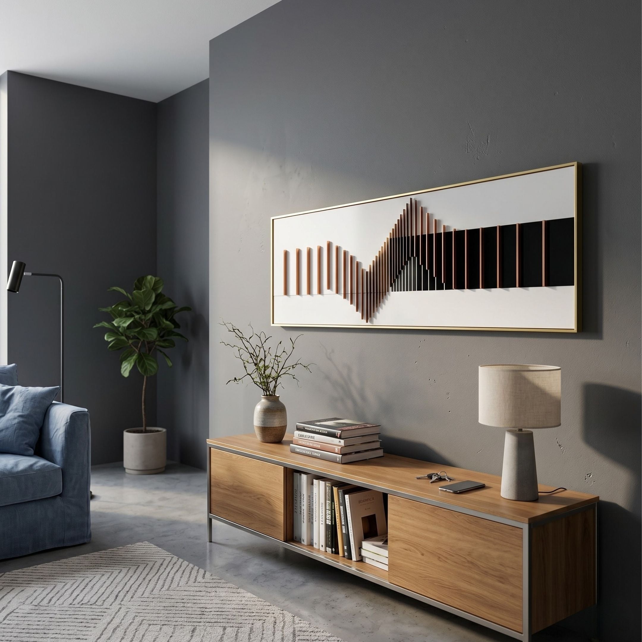 Oscavue I White & Black Ripple Acrylic 3D Wall Art