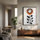 Floraventa Bloom II Floral 3D Carving Wall Art by Giant Sculptures displayed in a modern living room above a walnut sideboard, beside a sofa and monstera plant.