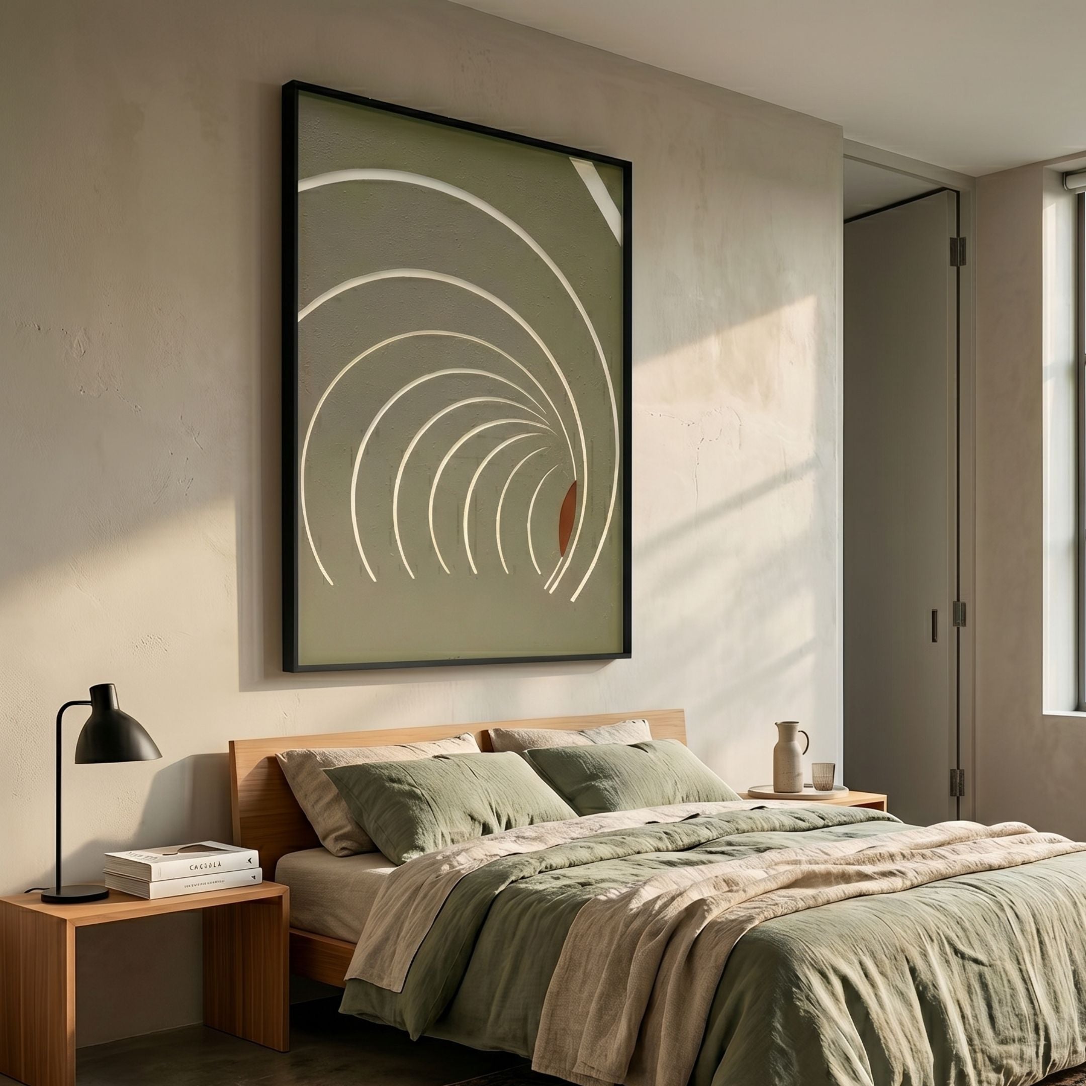 Kairo Radial Flow Olive 3D Carving Wall Art
