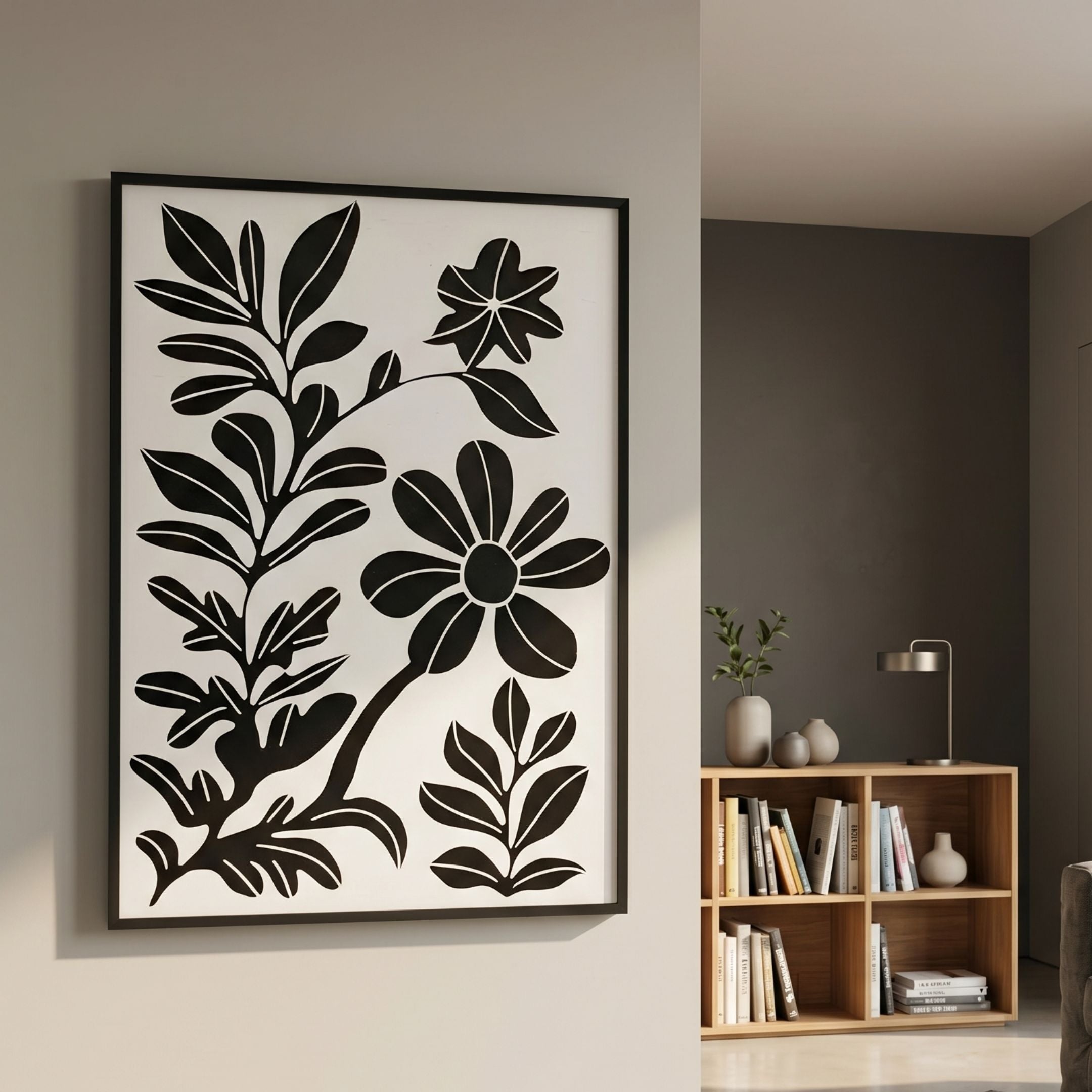 Florentia I Black & White Wood Carving 3D Wall Art
