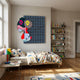Snoopy Gridz Neon Stroll Night 3D Wall Art by Giant Sculptures mounted above a bed in a kids' room, with bookshelves and toys alongside wood flooring.