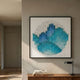 Montava Blue Mountain Round Acrylic 3D Wall Art by Giant Sculptures in a hallway, with curved blue and teal tiles forming a layered mountain relief.