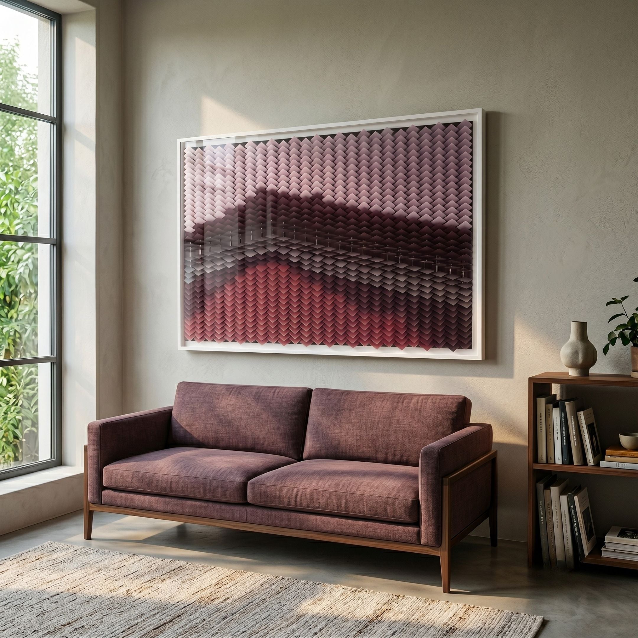 Tessera Rose & Crimson Red Gradient Acrylic 3D Wall Art
