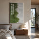 Tessa Moss Ridges Wood Carving 3D Wall Art by Giant Sculptures displayed above a walnut nightstand in a neutral bedroom with linen bedding and paper lantern lamp.