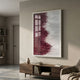 Tessa Rose Ridges Wood Carving 3D Wall Art in a framed dusky rose and white ridged panel mounted above a walnut media console in a modern living room.