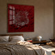 Velorra Crimson Red Bloom Ribbon Acrylic Frame 3D Wall Art