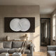 Artivio Dark Brown & White Wood Relief 3D Wall Art by Giant Sculptures displayed above a sideboard in a neutral living room with grey sofa and lamp.