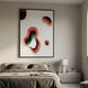 Cratera Rose & Teal Wood Carving 3D Wall Art by Giant Sculptures displayed above a bed with grey linen and a pale nightstand in a modern bedroom.