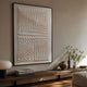 Elorium White Facet Hand-Painted Wood Relief 3D Wall Art by Giant Sculptures displayed above a wooden slatted bench with books, vases, and a lamp.