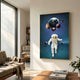 White 3D Space Astronaut Planet Balloons Wall Art by Giant Sculptures displayed in a sunlit modern living room above a wooden coffee table beside a linen sofa.