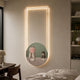 Orion Playful Pals Oil Painting LED Wall Art by Giant Sculptures, mounted in a bedroom with a warm rectangular LED glow framing the round green scene.