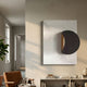 Solvara Charcoal Grey & White Wood Relief 3D Wall Art mounted on a beige wall above a console in a sunlit living room with a leather chair and fiddle-leaf plant.
