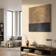Artura Beige & Black Square Hand-Painted 3D Relief Wall Art mounted above a wooden console with books and a vase in a modern living room with beige sofa.