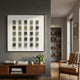 Cubitara Green Gradient Wood Block 3D Wall Art by Giant Sculptures displayed above a walnut sideboard with books and a pilea plant in a modern living room.