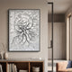 Filigree Monochrome Swirl Quilling Paper Wall Art by Giant Sculptures, framed in black and hung above a concrete console with vases in a neutral hallway.