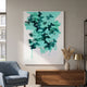 Luminara Green II Butterfly Paper 3D Wall Art by Giant Sculptures displayed above a walnut sideboard with brass lamp, beside a blue armchair in a modern living room.