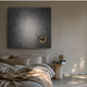 Astralis Silver Radiance Abstract 3D Wall Art by Giant Sculptures hung above a linen-dressed bed with a travertine side table in a neutral bedroom.