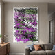 Scriptura IV Multicolour Graffiti Expression Metal Wall Art by Giant Sculptures with black, purple, green and white scribbled text above a sofa in a modern lounge.
