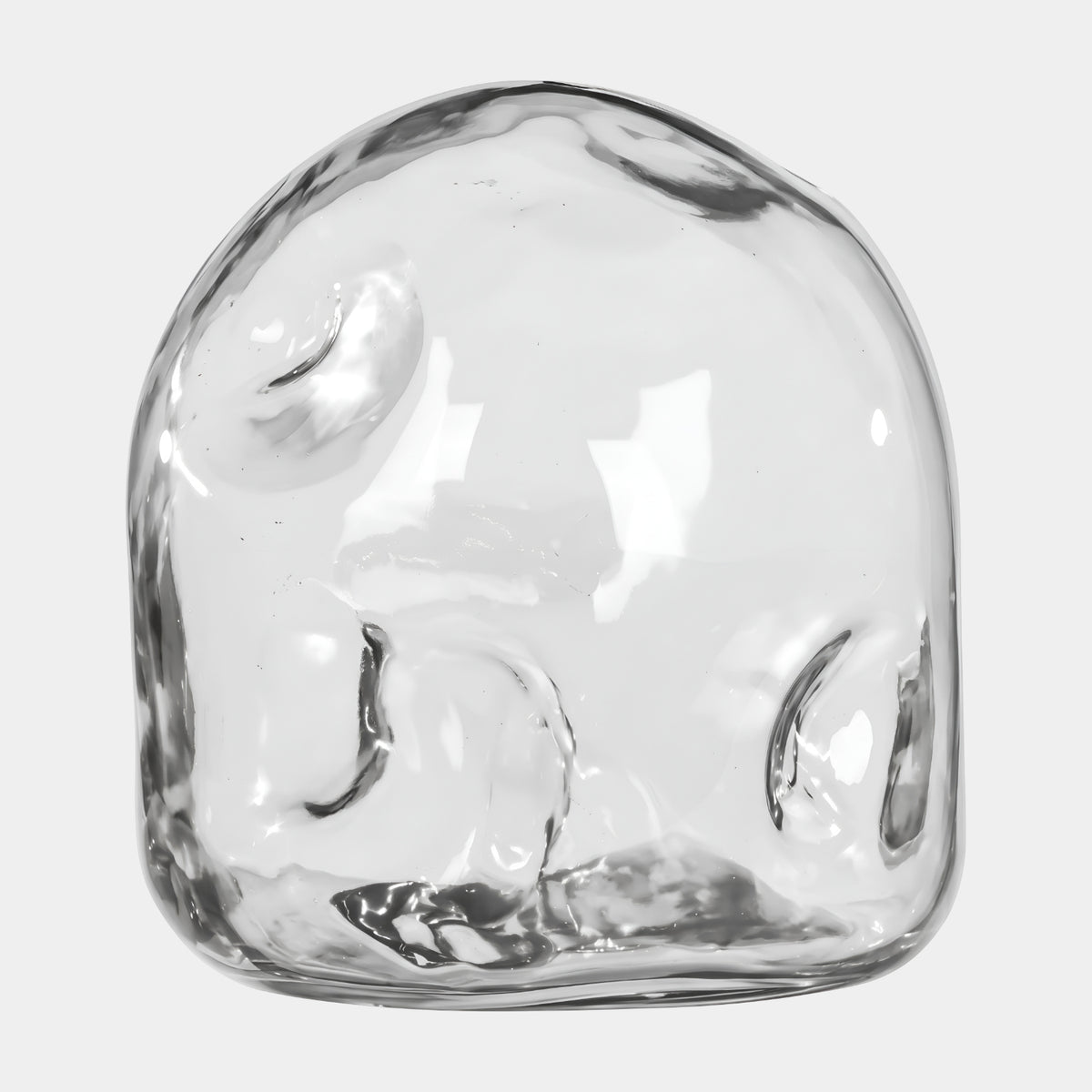 Clear Hollow Cast Dome Resin Sculpture (70cm) by Giant Sculptures, a hollow arched form with a dimpled surface, shown on a plain white background.