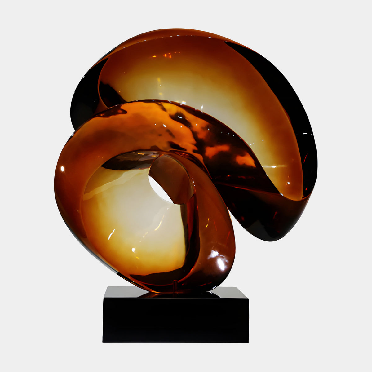 Broad Amber Cut Sphere on Marble Resin Sculpture - 90cm