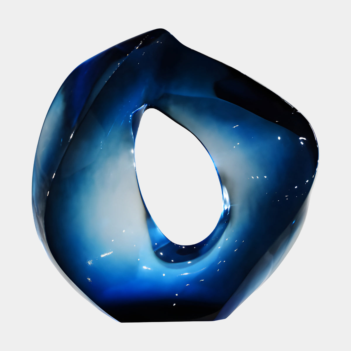 Blue Faceted Pierced Ring Resin Sculpture - 75cm