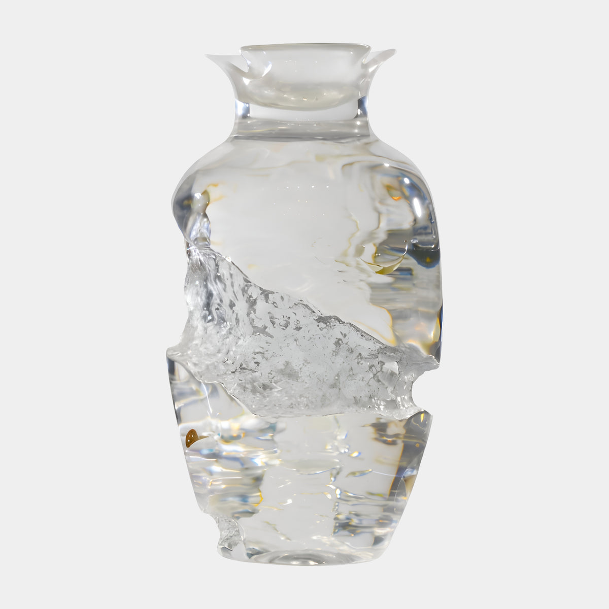 Clear Fractured Band Resin Vase Sculpture - 40cm