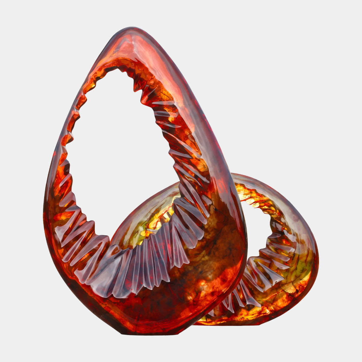 Red & Amber Scalloped Teardrop Loop Resin Sculpture - 250cm