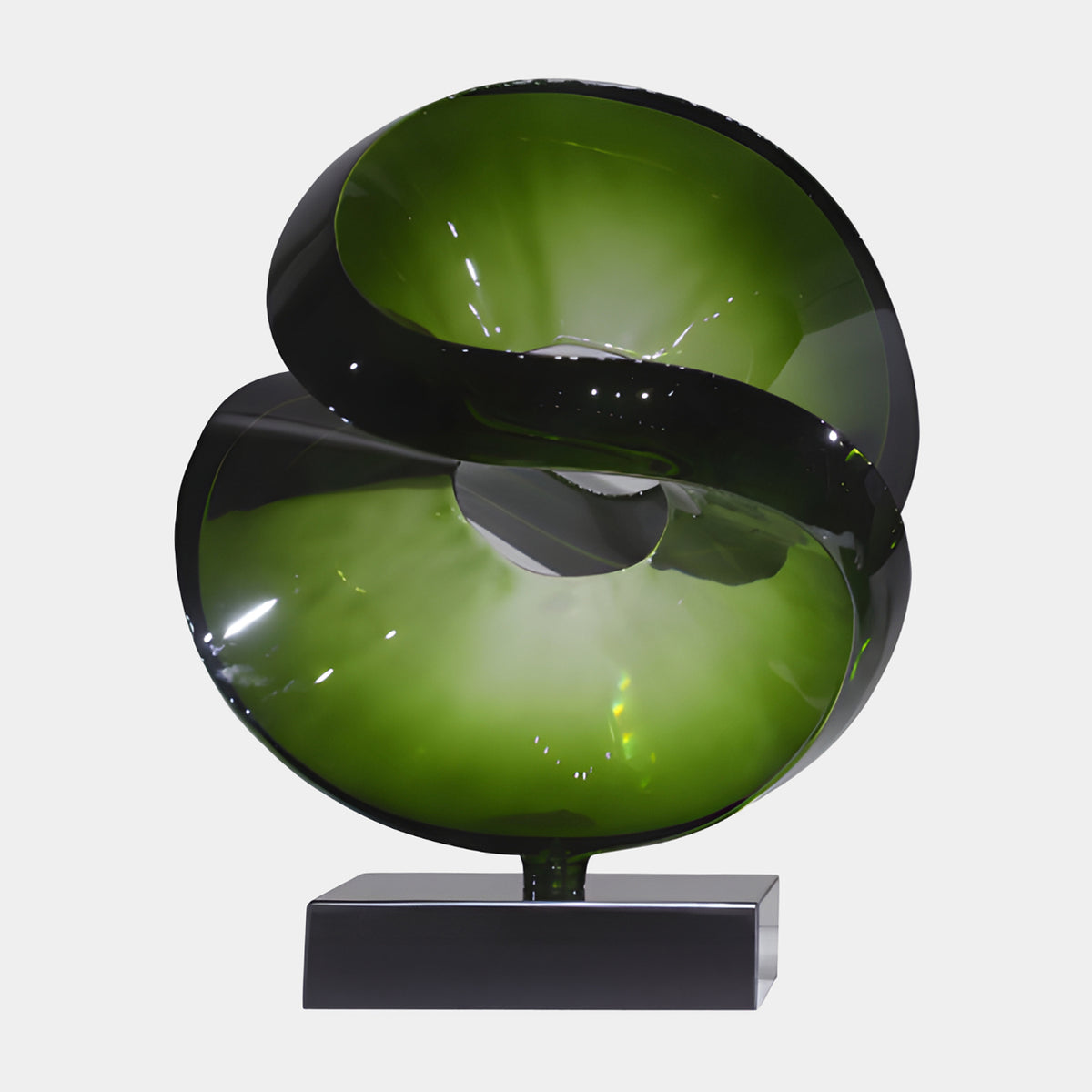 Green Double Scoop Cut Sphere Resin Sculpture - 51cm