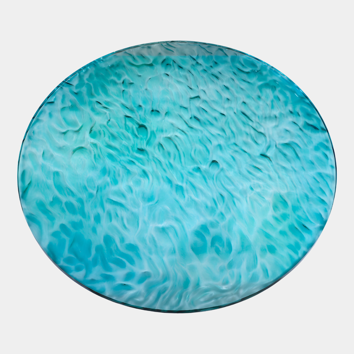 Turquoise Water Ripple Carved Acrylic Disc Sculpture - 120cm