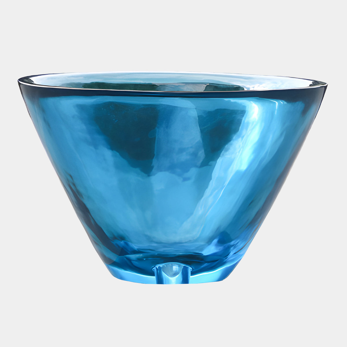 Blue Wide Conical Cast Resin Bowl - 80cm, a translucent blue resin bowl widening from a narrow foot to a thin rim, shown on a plain white background.