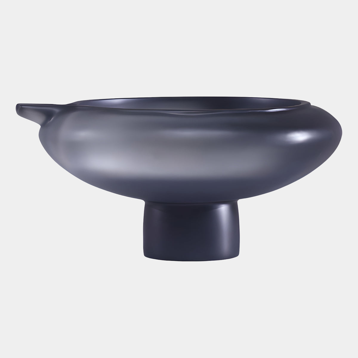 Matt Charcoal Lipped Bowl Resin Sculpture - 41cm