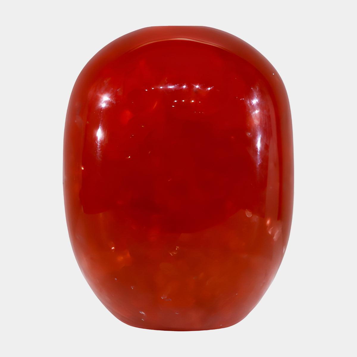 Red Jade Effect Smooth Egg Resin Sculpture - 25cm