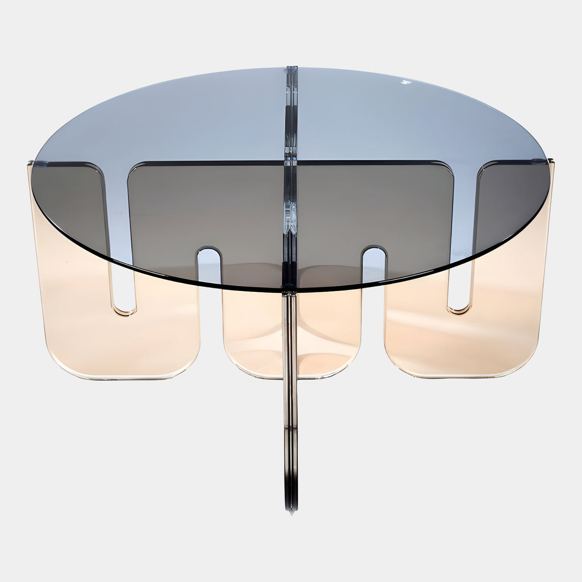 Peach Arched Panel Acrylic Low Table with Grey Top - 82cm
