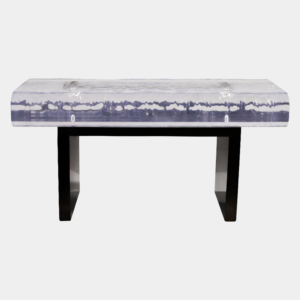 Blue Banded Slab Acrylic Bench on Steel Frames - 90cm