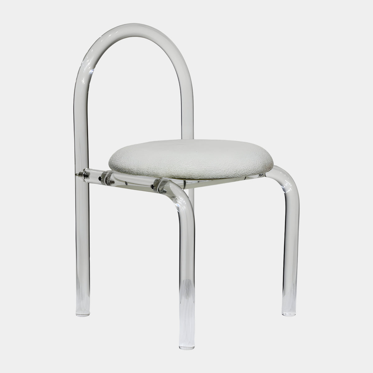 Clear Tube Hoop Acrylic Chair with Cream Pad - 82cm