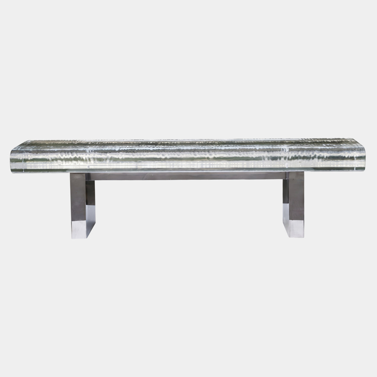 Clear Chiselled Resin Bench on Brushed Blades - 170cm