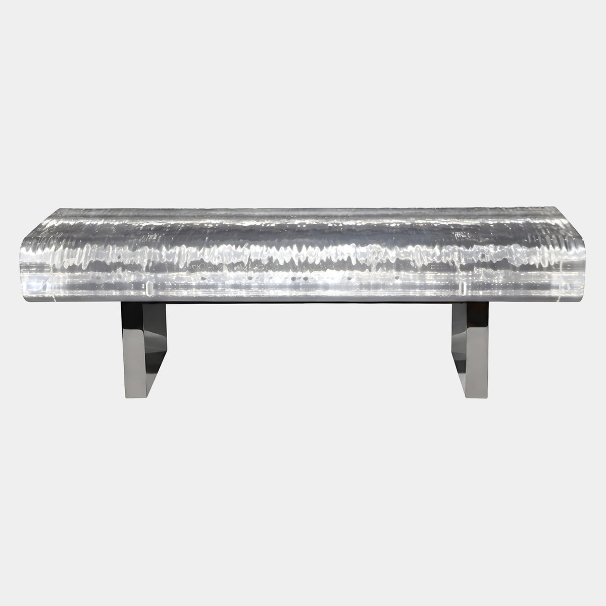Clear Deep Panel Resin Bench on Dark Blades - 130cm