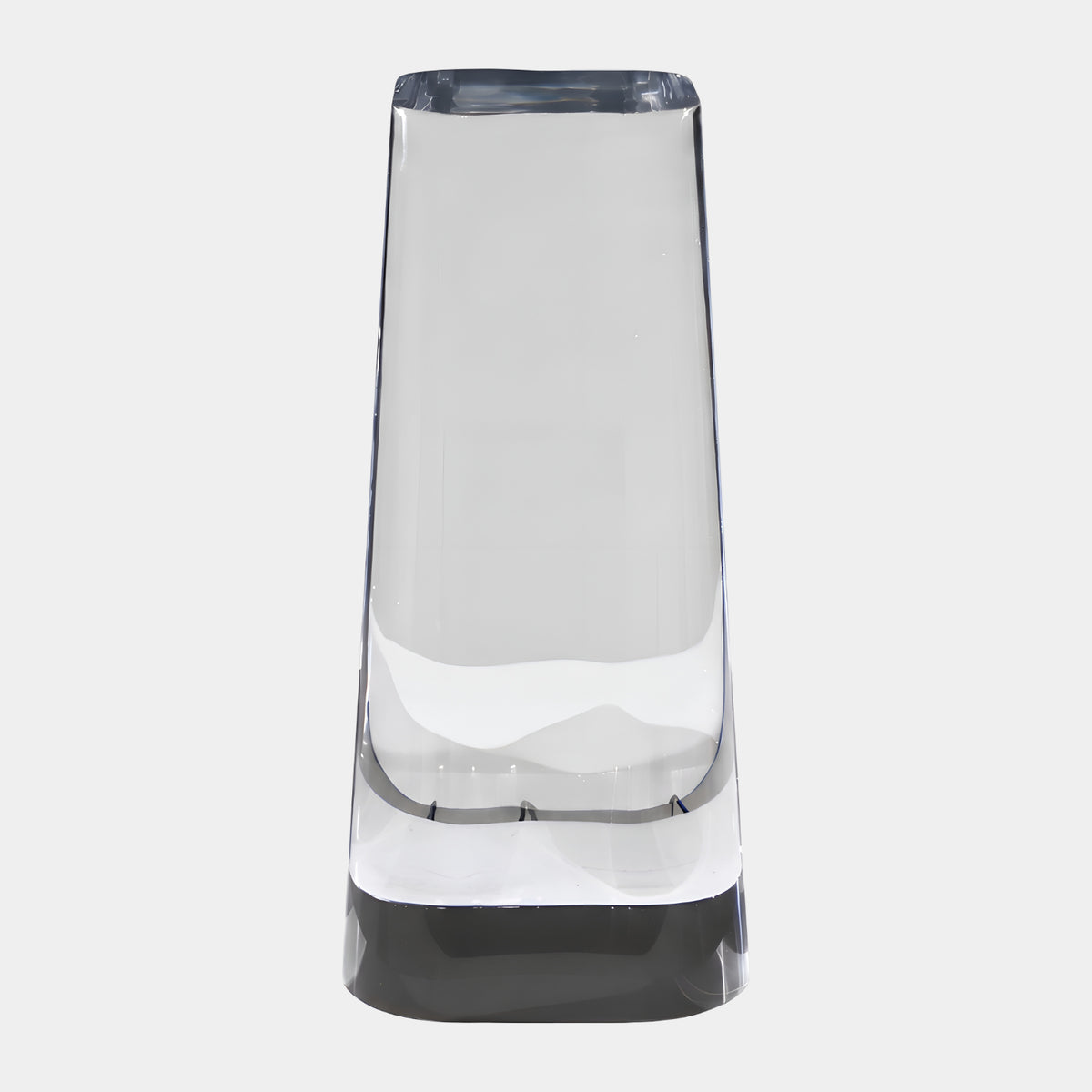 Clear Solid Tapered Acrylic Table Leg (45cm) by Giant Sculptures, square tapered form with rounded edges, shown on a plain white background.