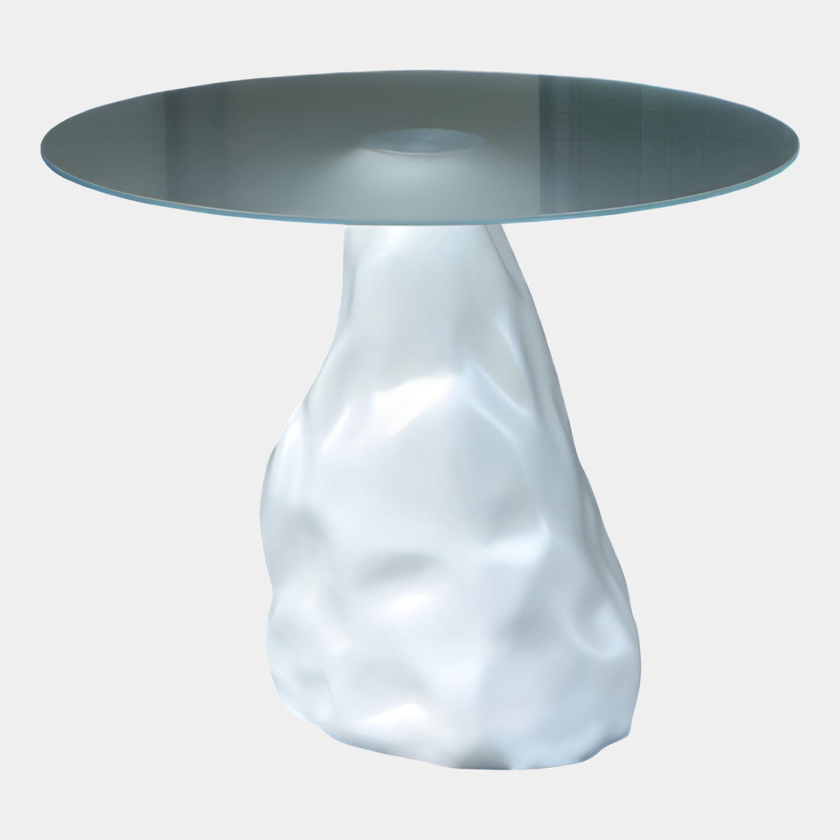 White Crumpled Base Frosted Acrylic Dining Table - 90cm