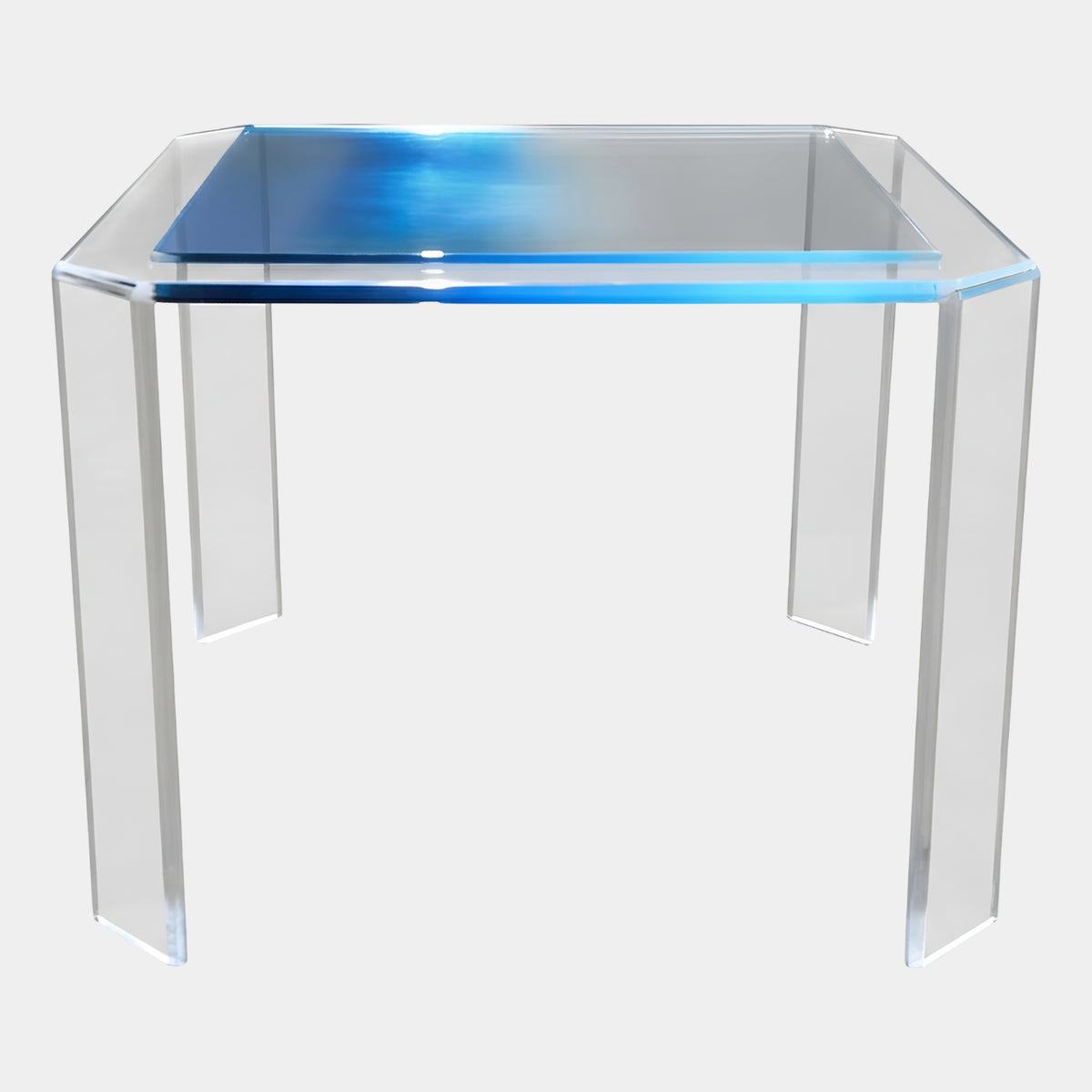 Blue Cored Clear Acrylic Dining Table - 100cm