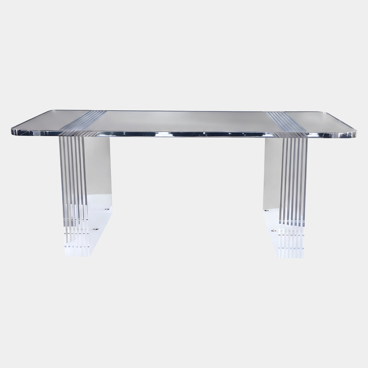 Clear Glass Top Acrylic Slat Leg Low Table - 160cm