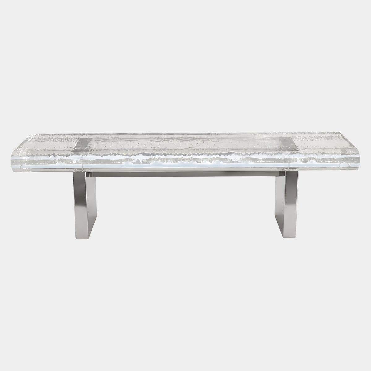 Clear Cross-Cut Ripple Acrylic Bench on Mirror Blades - 150cm