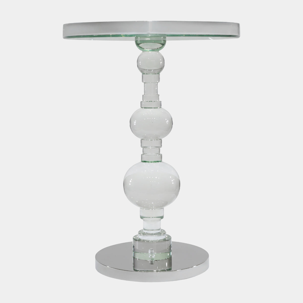 Clear Stacked Sphere Acrylic Side Table on Steel Foot - 70cm