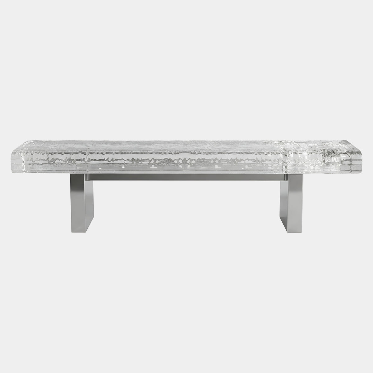 Clear Frozen Texture Resin Bench on Steel Blades - 180cm