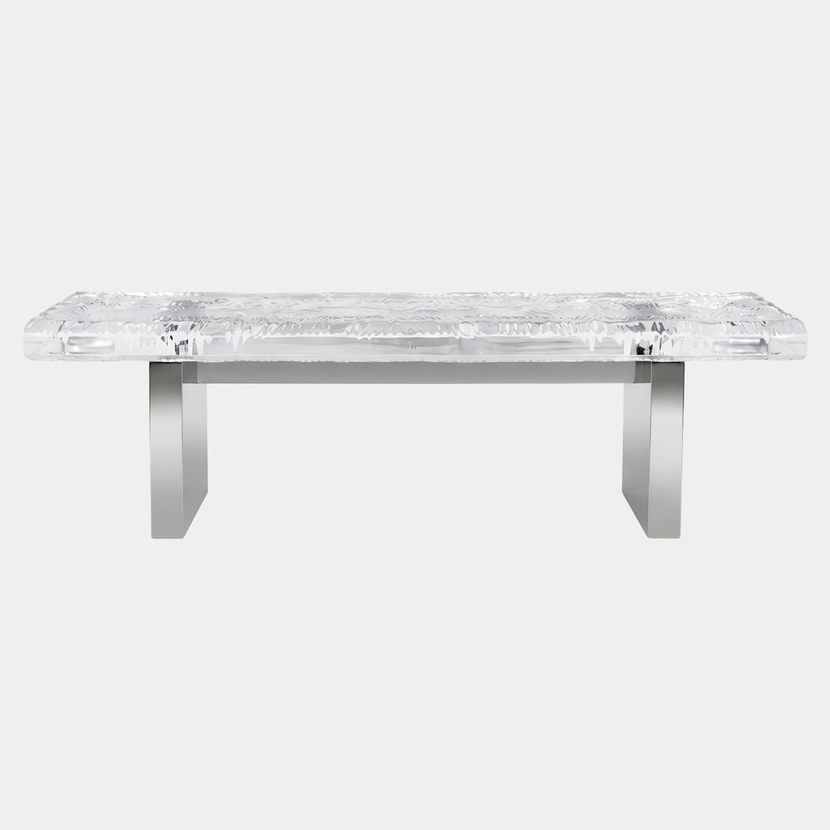 Clear Fine Ripple Resin Bench on Mirror Blades - 150cm