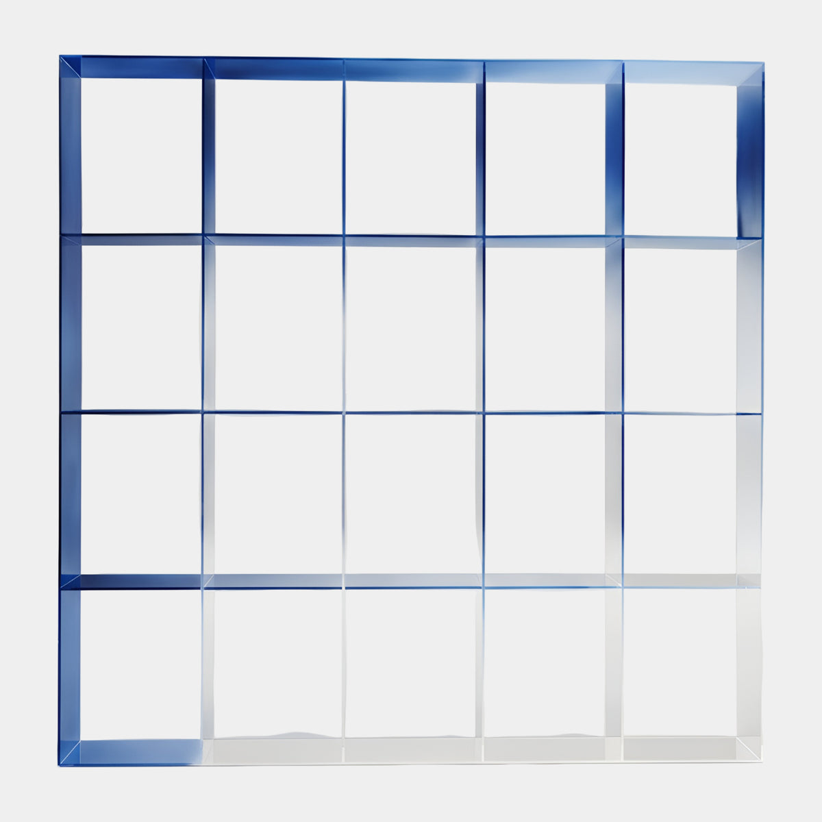 Blue Edged Clear Acrylic Open Grid Shelving Unit - 240cm