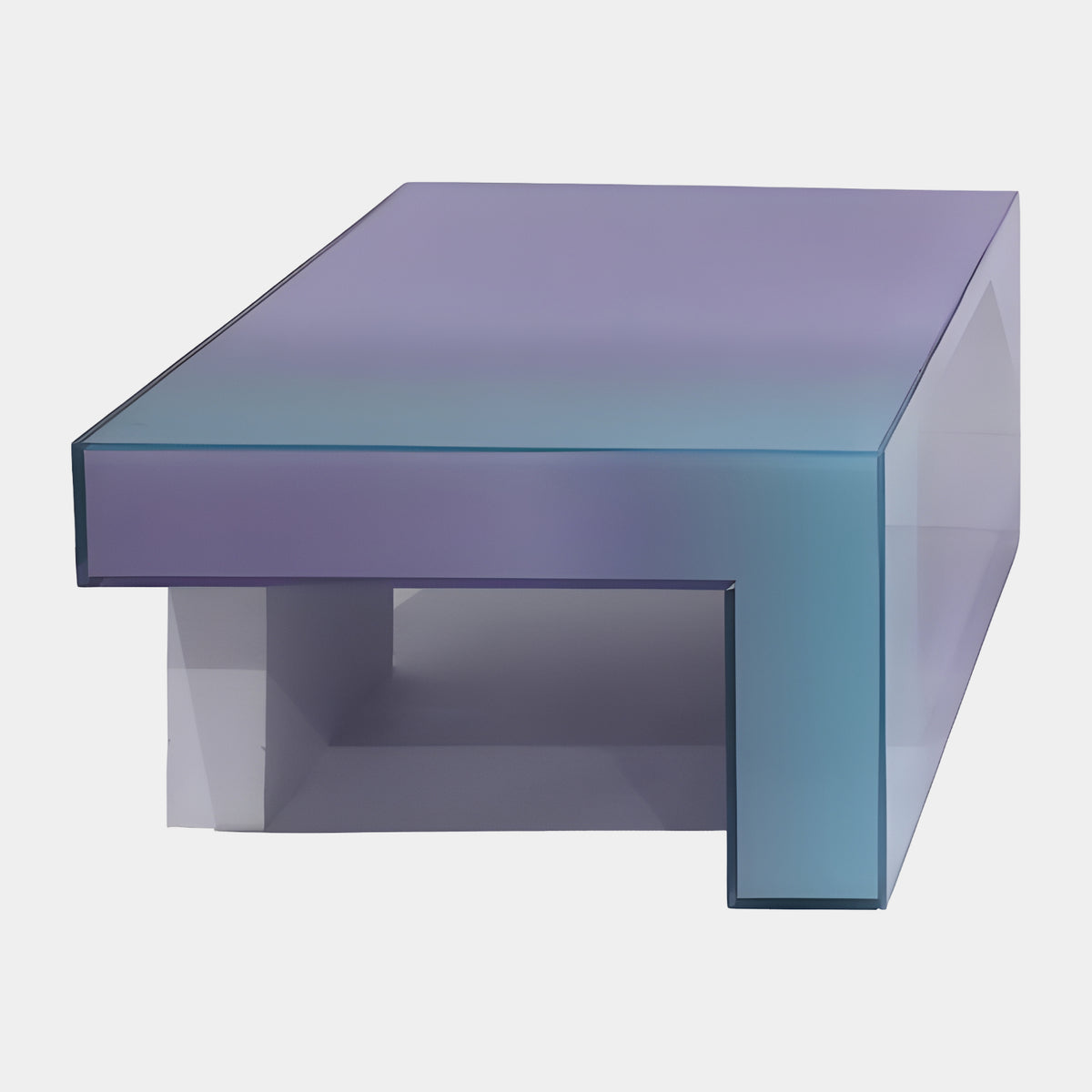 Lilac & Teal Graded L-Form Acrylic Coffee Table - 120cm