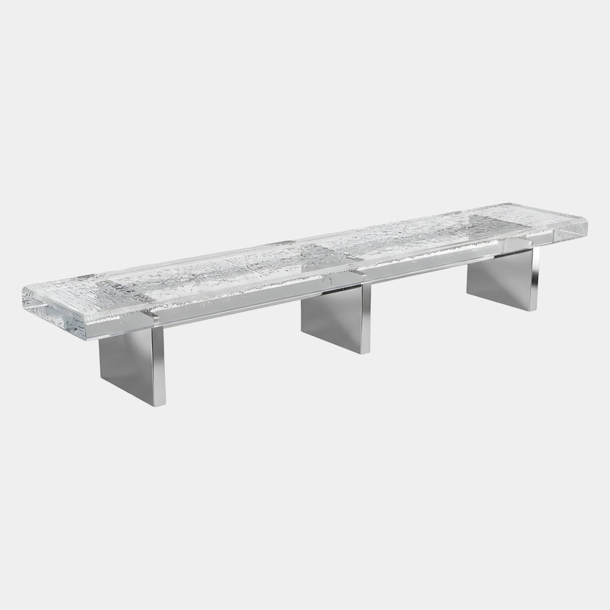 Clear Textured Panel Acrylic Bench on Three Blades - 340cm